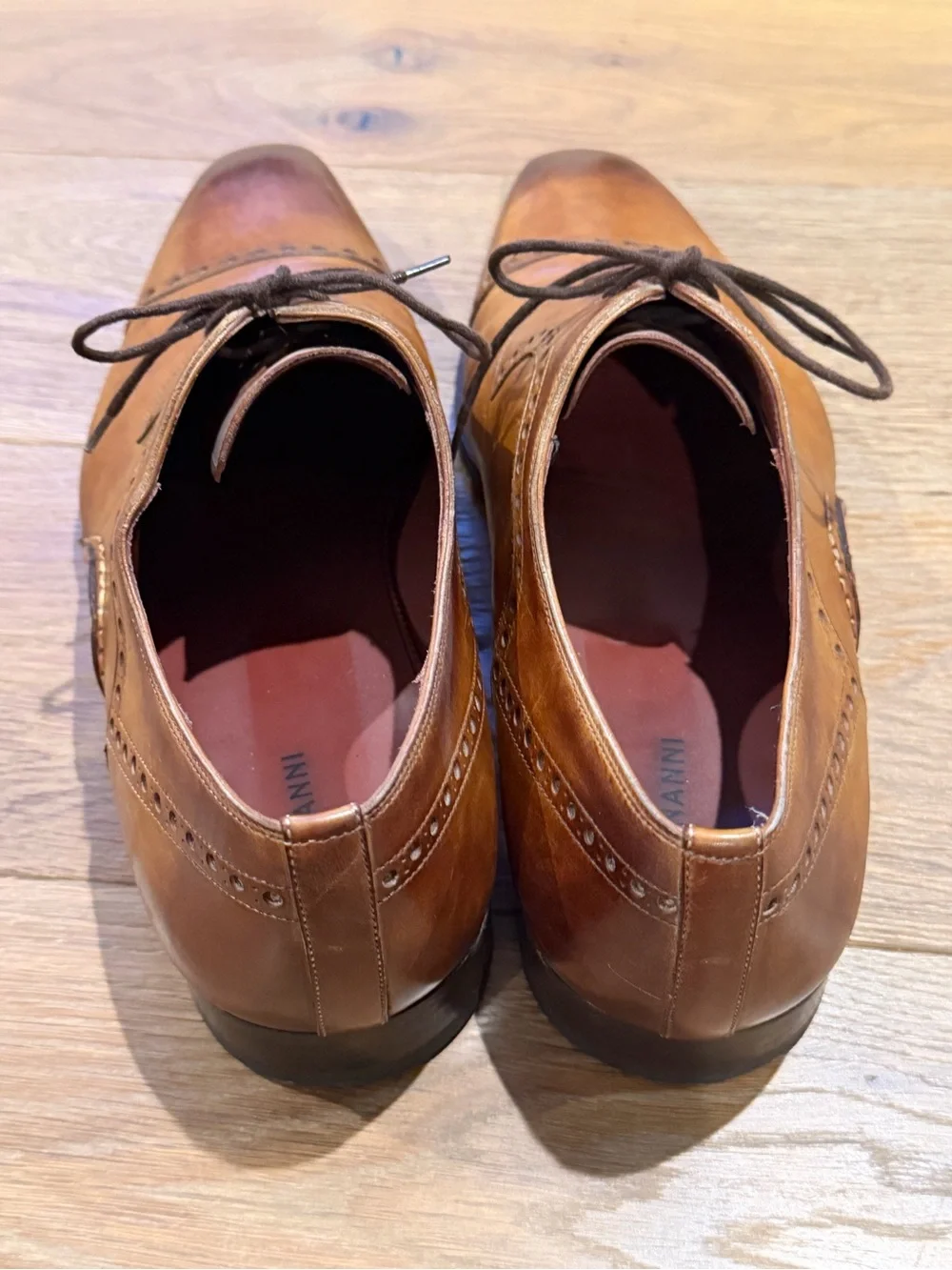 Magnanni Cognac Leather Cap Toe Brogue Oxford Dress Shoes Men’s 12